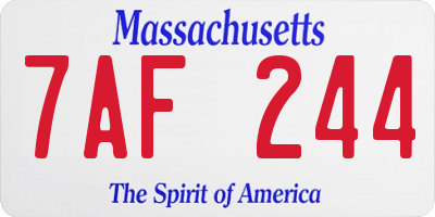MA license plate 7AF244