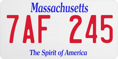 MA license plate 7AF245