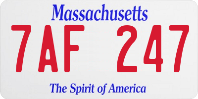 MA license plate 7AF247