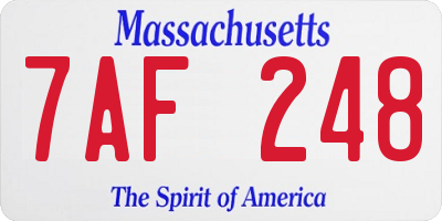 MA license plate 7AF248