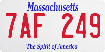 MA license plate 7AF249
