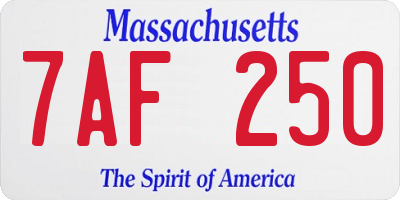 MA license plate 7AF250