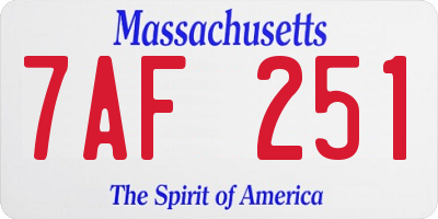 MA license plate 7AF251