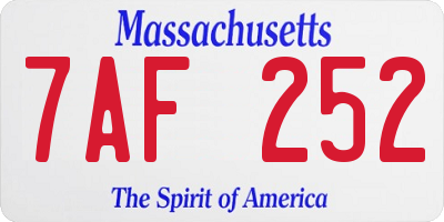 MA license plate 7AF252