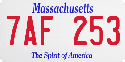 MA license plate 7AF253