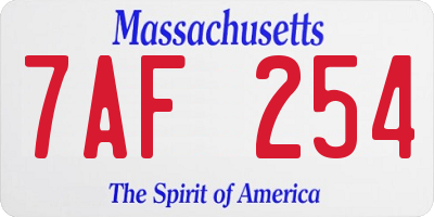 MA license plate 7AF254