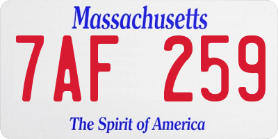 MA license plate 7AF259