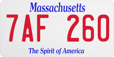 MA license plate 7AF260