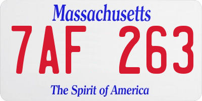 MA license plate 7AF263