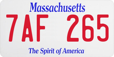 MA license plate 7AF265