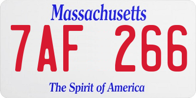 MA license plate 7AF266