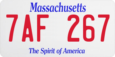 MA license plate 7AF267