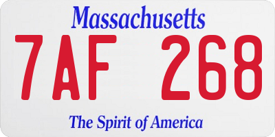 MA license plate 7AF268