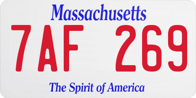 MA license plate 7AF269