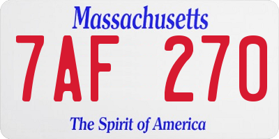 MA license plate 7AF270