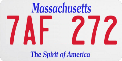 MA license plate 7AF272
