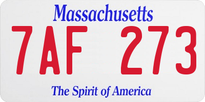 MA license plate 7AF273