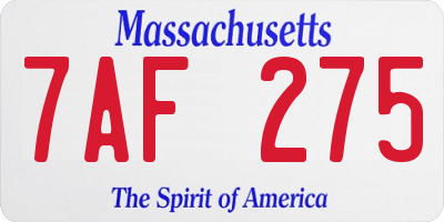 MA license plate 7AF275