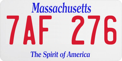 MA license plate 7AF276