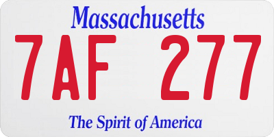 MA license plate 7AF277