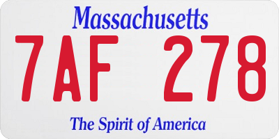 MA license plate 7AF278