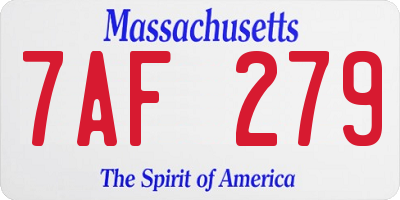 MA license plate 7AF279