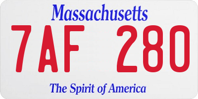 MA license plate 7AF280