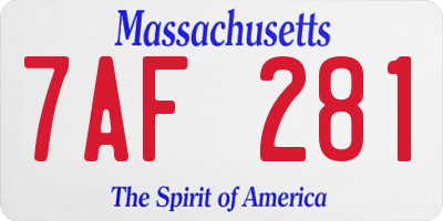 MA license plate 7AF281