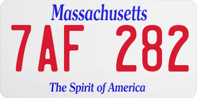 MA license plate 7AF282