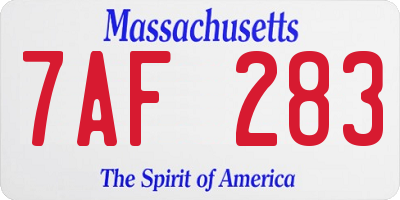 MA license plate 7AF283