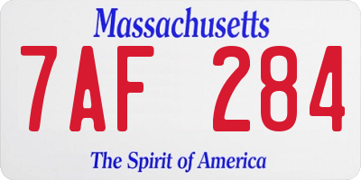 MA license plate 7AF284