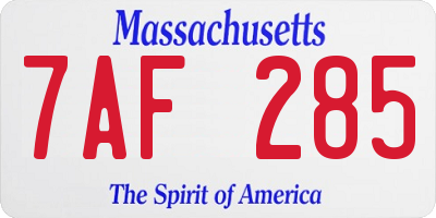 MA license plate 7AF285