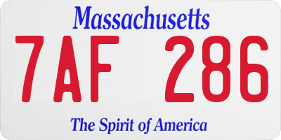 MA license plate 7AF286