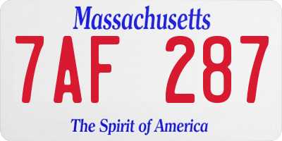 MA license plate 7AF287