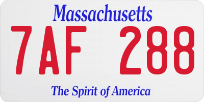 MA license plate 7AF288