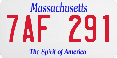 MA license plate 7AF291