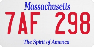 MA license plate 7AF298
