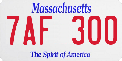MA license plate 7AF300