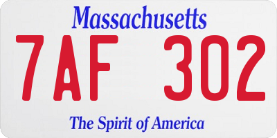 MA license plate 7AF302