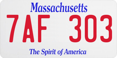 MA license plate 7AF303
