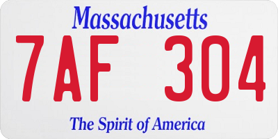 MA license plate 7AF304