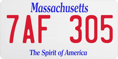 MA license plate 7AF305