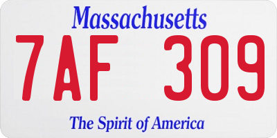 MA license plate 7AF309