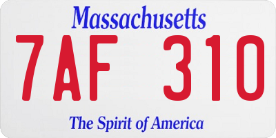 MA license plate 7AF310