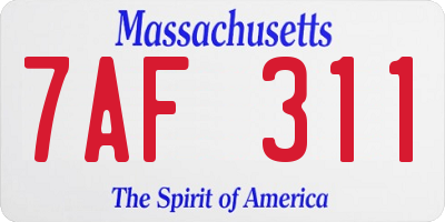 MA license plate 7AF311