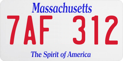 MA license plate 7AF312