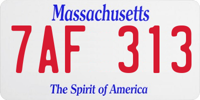 MA license plate 7AF313