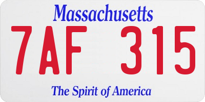 MA license plate 7AF315