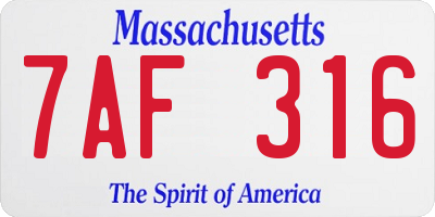 MA license plate 7AF316