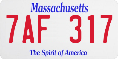 MA license plate 7AF317